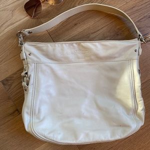 Coach white large leather purse
